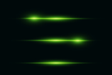 Neon green lines with flash effect. Light effect of laser beams.