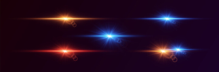 Set of sparkling highlights, bright flashes of stars and light. Vector EPS10