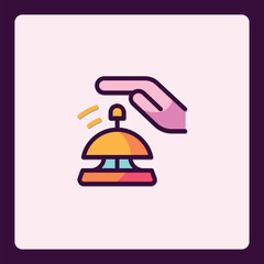 Stylized hand ringing service bell symbol for assistance icon design