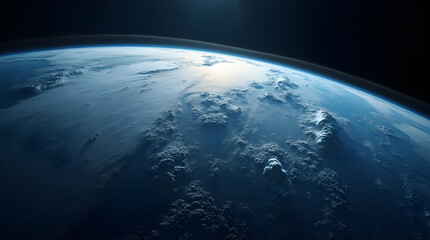 Obraz premium Spectacular Scenic Blue Planet Earth View from Space with Clouds and Atmosphere Sunlight