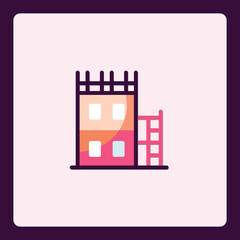Obraz premium Stylized residential building icon, vibrant colors on a minimal background