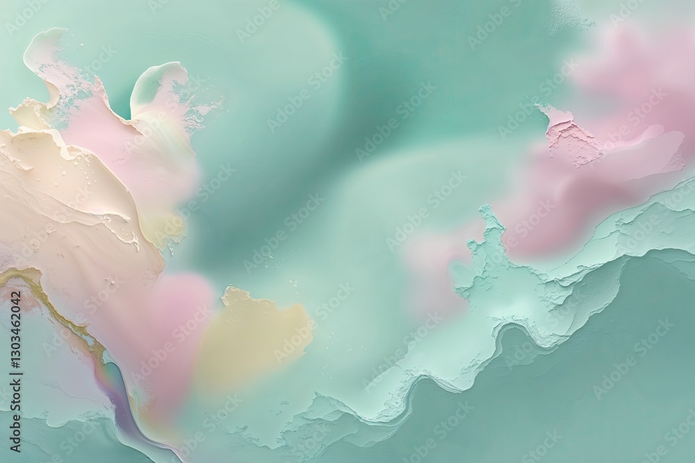 Wall mural mint abstract blurred background with soft pastel gradients and textured effects