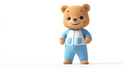 Cute cartoon teddy bear in pajamas