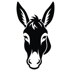Donkey Face Clipart – Editable Black and White Vector