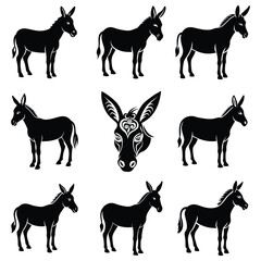 Wildlife Donkey Silhouette Set – Elegant & Simple Vector Art