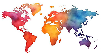 Vibrant Artistic Watercolor World Map Art Print - Decor Continents Travel Geography Home Decor