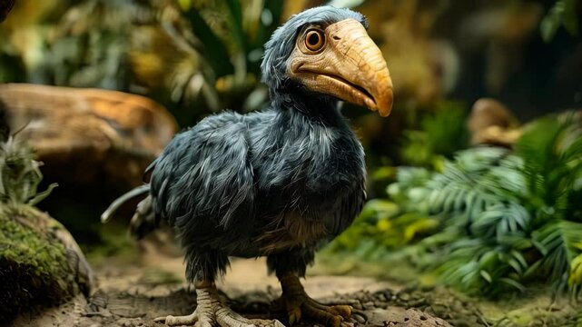 video of taxidermied dodo bird, an extinct flightless species, displayed in the museum