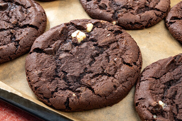 American sweet dessert soft dark and white chocolate cookies