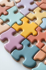 Obraz premium Dynamic view of a pastel puzzle frame showcasing its playful features against a white backdrop.