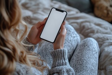 A person relaxing at home with their phone, possibly checking messages or social media