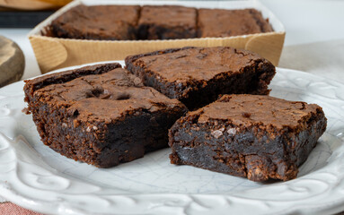 American chocolate brownie, dark chocolate baked dessert bar fudgy or cakey sweet dessert