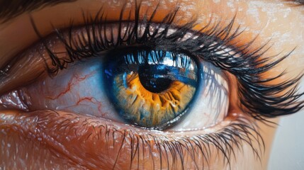 Close up of woman eye in process of scanning