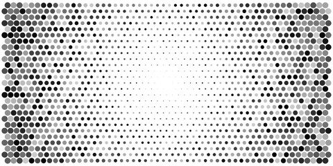 Polka dot abstract vector. Geometric black white pattern. Halftone pixel grid texture. Subtle blob gradient type. Comic design seamless effect. Circle mosaic square disperse. Grange popart degrade