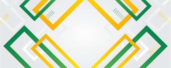Abstract green and yellow color lines background. Bright green banner with a trend yellow stripes.