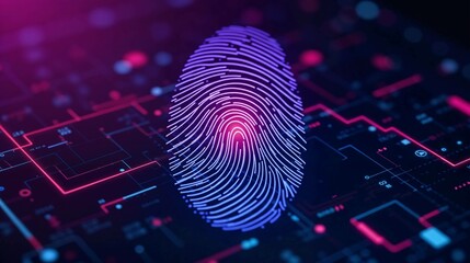 Digital fingerprint on abstract technology background