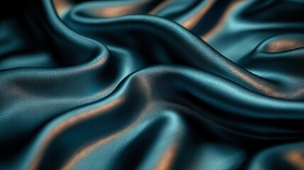 Obraz premium Fabric folds in light. Smooth blue textile abstract background close-up shot
