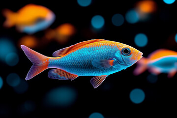 Fototapeta premium Colorful Small Fish Swimming Gracefully in a Vibrant Underwater Environment