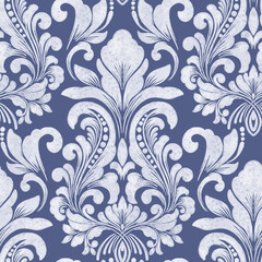 Watercolor damask seamless pattern element. Vintage classical old fashioned damask ornament, seamless texture for wallpapers, textile.