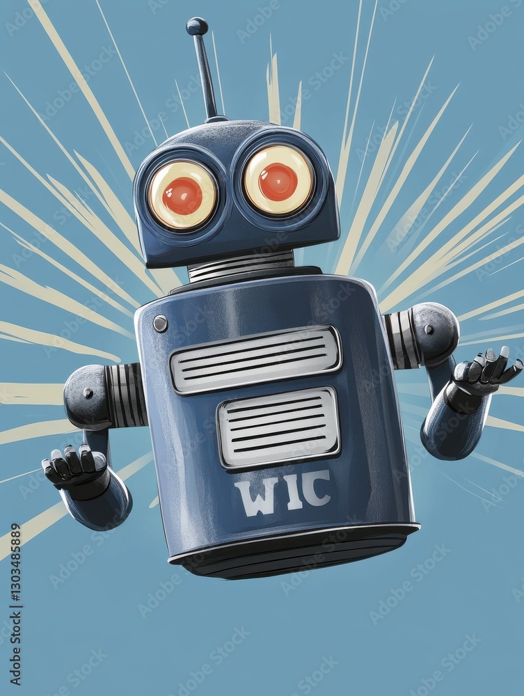Poster welcome, beautiful greeting card background or template banner with robot theme. design vector illus