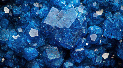 Exploring the intricate textures of raw cobalt ore featuring deep metallic blue crystalline structures and striking reflections