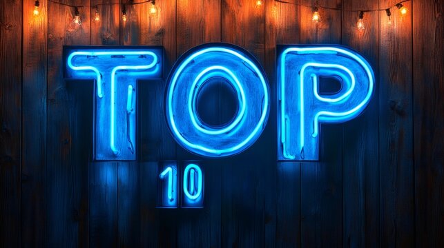 Top 10 neon sign lighting up wooden wall at night