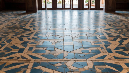 A Stunning View of an Expansive Tiled Floor with Intricate Geometric Patterns