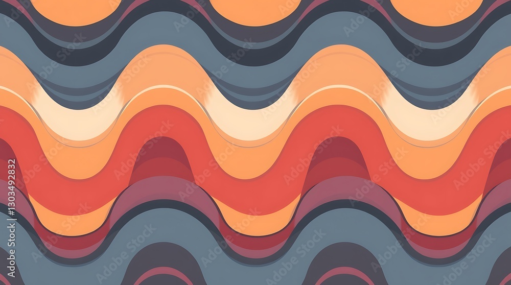 Poster abstract waves pattern: a dynamic and colorful abstract design composed of overlapping wavy lines, s