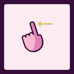 Stylized finger with arrow pointing left indicating a gesture icon concept