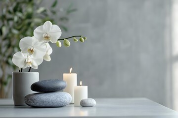 Chic white orchid and candle display in modern décor