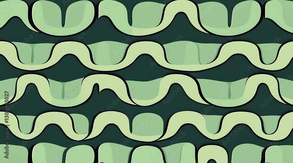 Poster serpentine serenity: an abstract pattern showcases repeating, fluid, serpentine shapes in varying sh