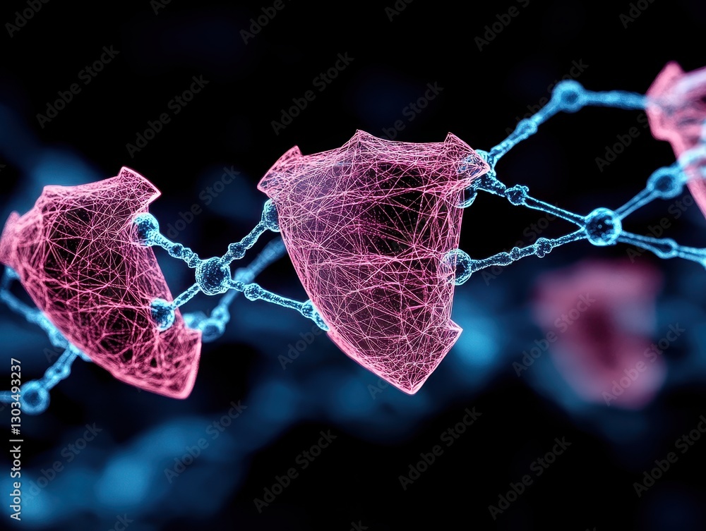 Aufkleber abstract representation of molecular structure showcasing interconnected shields, symbolizing protec