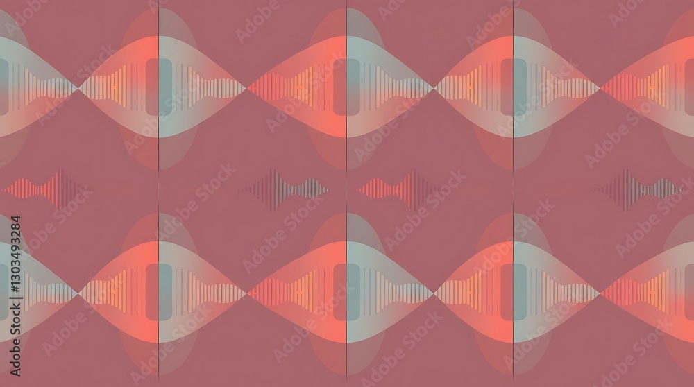 Poster geometric waves: a mesmerizing and modern digital abstract composition featuring overlapping geometr