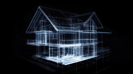 Architectural house blueprint design, digital rendering
