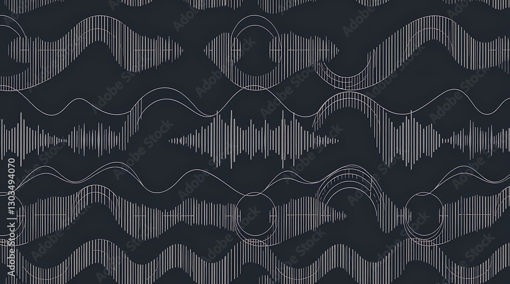 Poster abstract soundwave pattern: a captivating digital representation of sound waves, weaving together a 
