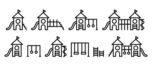 Playground icon set. Vector playground slide illustrations.