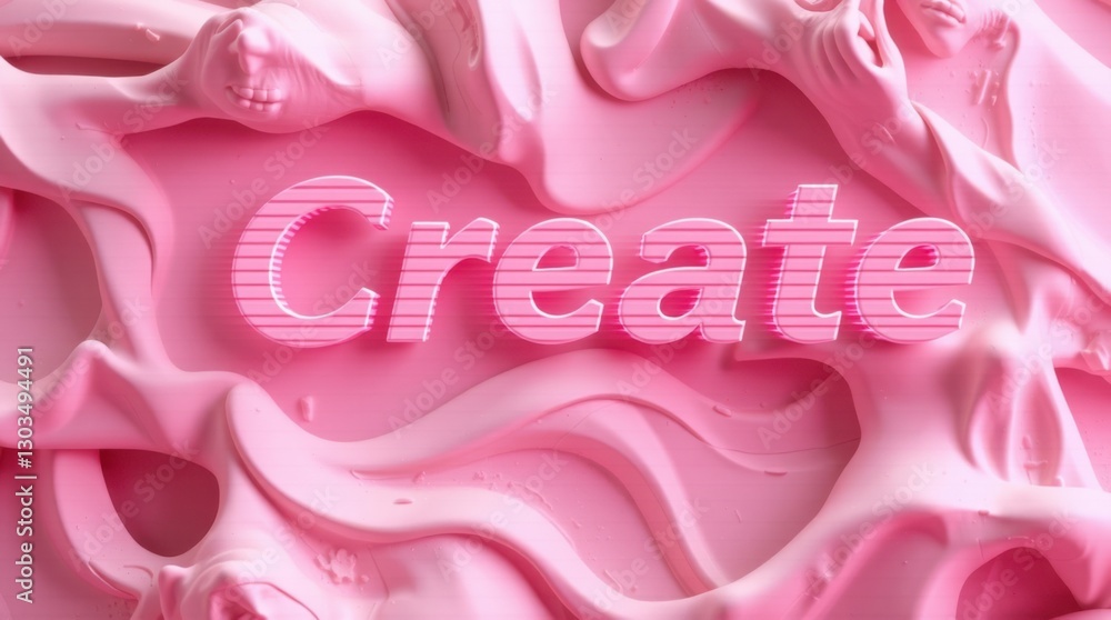 Poster pink textured background with the word 