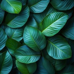 Emerald Green Tropical Leaf Background: Lush Foliage Texture