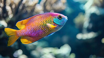 Obraz premium tropical fish in the sea, close up of tropical colorful fish, underwater life