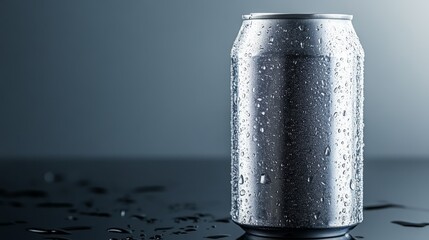 Blank unlabeled Aluminum can. Premium product background