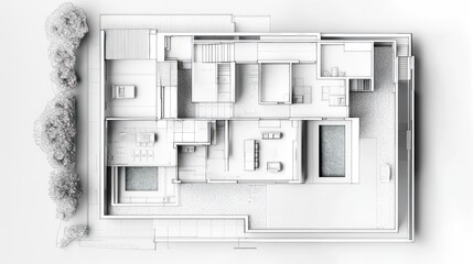 Modern House Floor Plan, Top View, Architectural Design, Open Concept