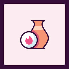 Artisan Pottery and Ceramic Flame Icon in a Modern Minimalist Style