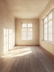 Obraz premium Empty and simple apartment room with bare walls and no furniture