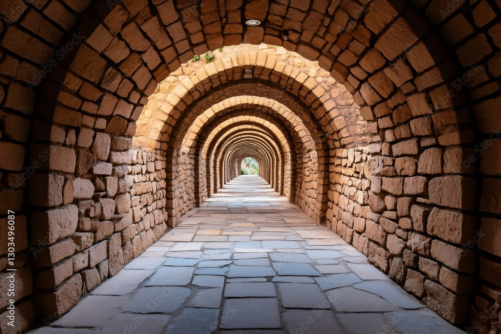 Aufkleber Diminishing perspective of stone archway creating tunnel effect