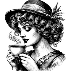 Woman Drinking Cup Of Coffee Or Tea