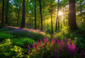 Fototapeta premium lush colorful flora vibrant protected ecological zone showcasing diverse plant life rich biodiversity, ecology, ecosystem, vegetation, plants, flowers
