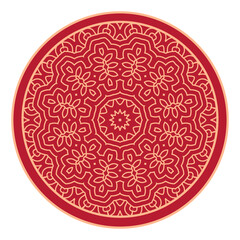 Vector Japanese pattern in oriental geometric traditional style. Festive ornament for lunar chinese new year decoration. Red and golden asian creative motif. Abstract Waves and Circles.