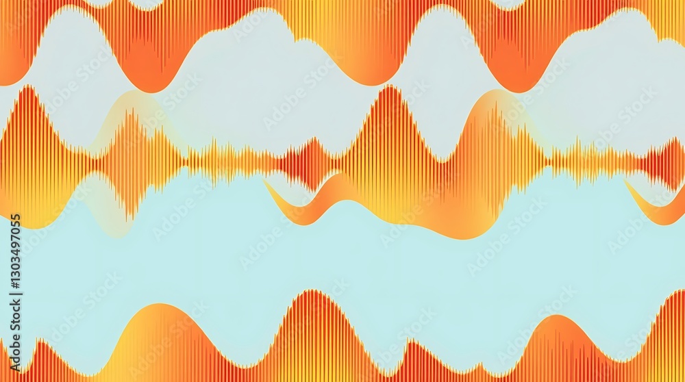 Poster dynamic color wave: abstract composition with vibrant orange and blue waves and patterns evokes a se