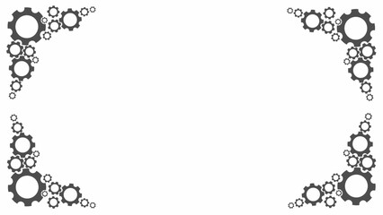 Vignette of various cogwheels around the edges of the image. Mechanical Gears Ornament Stock Vector
