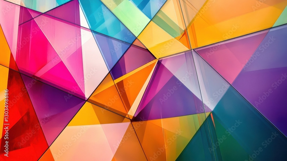 Poster abstract colorful geometric background with intersecting lines and vibrant hues.