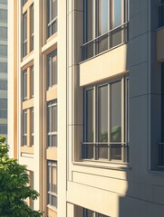 Fototapeta premium Tilted angle of windows and balcony on modern apartment building